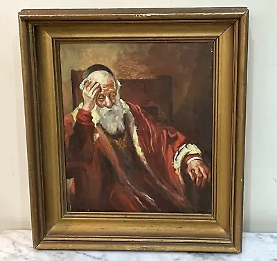 Mcm Painting Of Seated Rabbi Wearing Red Robes - Signed By Artist • $95