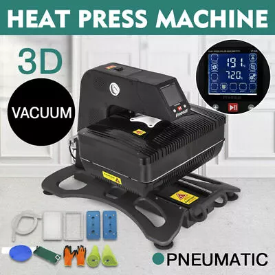 110V 3D Pneumatic Vacuum Black Sublimation Heat Press Machine 9.8 *15  Art • $1070.10