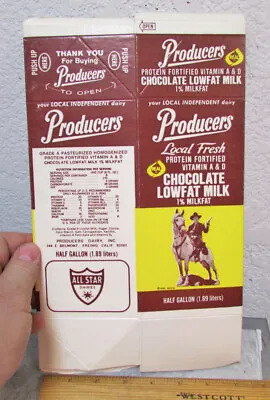 Vintage Producers Calif Hopalong Cassidy Chocolate Milk Carton Unused Old Stock • $19.99