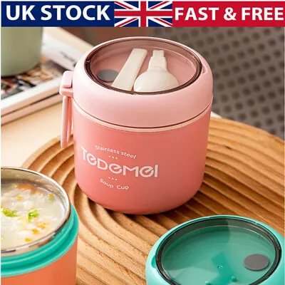 530/710ML Thermal Insulated Food Container 1/2 Layer Lunch Box Thermo Flask Soup • £10.69