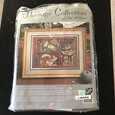 Elsa Williams Heritage Collection BOOKENDS Cats Counted Cross Stitch Kit #03222 • $19.99