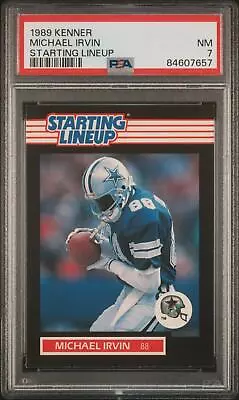 1989 Kenner Starting Lineup Card Michael Irvin Cowboys Rookie Card PSA 7 • $39.99