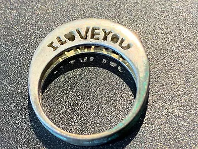 Vintage Sterling Silver Marked .925 “I Love You” Cut Into Both Sides Ring Size 8 • $32