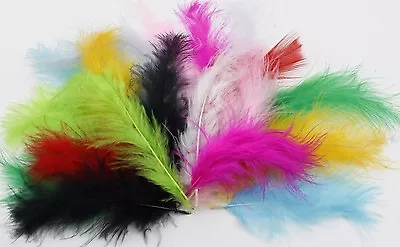 20 Pack Coloured Marabou Feathers 5-15cm-Fascinator Fan Costume Haberdashery • £0.99