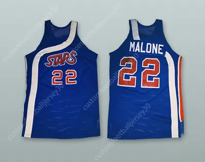 CUSTOM UTAH MOSES MALONE 22 BLUE BASKETBALL JERSEY STITCH SEWN Stitched S-6XL • $29.99