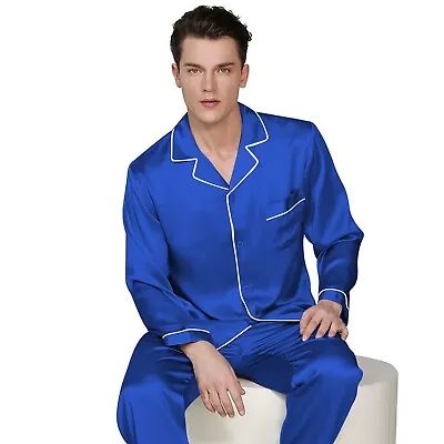 Mens Silk Satin Pajama Set - Top And Bottom  ** Great Gift  Idea  ** • $18.50