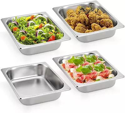 4 Pack Hotel Pans Half Size 2.5  Deep 1/2 Size Stainless Steel Steam Table Pan • $39.12