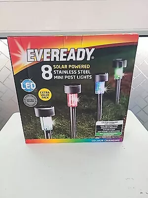 8x Solar Power Mini Post Lights LED Colour Changing Eveready • £2.75