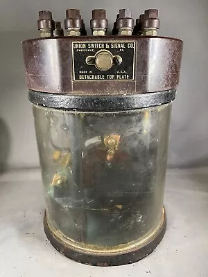 ANTIQUE UNION SWITCH & SIGNAL RAILROAD VANE LINE RELAY Pat. 1915 With Glass 4207 • $682.16