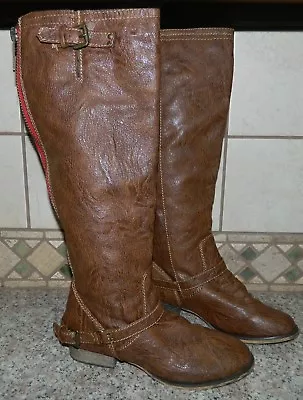 $19.99 • Buy BRECKELLE'S Tall BROWN Knee Fashion Riding Moto Zipper OUTLAW-81 BOOTS* 6 NEW