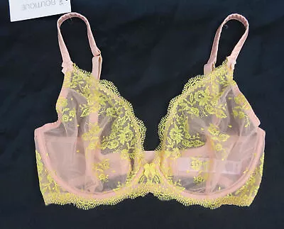 M & S Boutique Plunge Bra Non Padded Embroidered  Apricot Mix Marks Spencer • £9.99