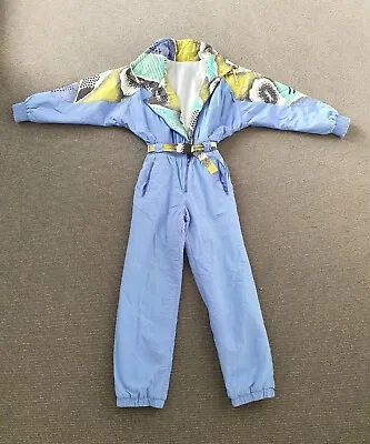 🔶️VINTAGE 80s RETRO AUTHENTIC WOMENS SKI SNOWBOARD SUIT FESTIVAL RAVE MEDIUM 38 • $220