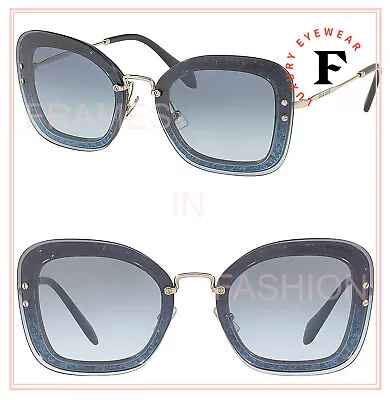 MIU MIU REVEAL Glitter 02T Silver Blue Gradient Mirrored Sunglasses MU02TS • $179.28