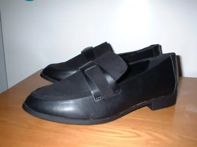 London Rebel Black Loafers Slip On Shoes Size 4/37 Wide Fit • £8
