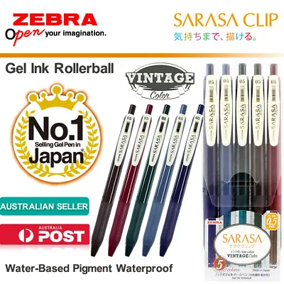 Zebra Sarasa Clip 0.5mm 5Vintage Color Set JJ15-5C-VI 5pens/Pack Gel Ink日本斑马复古5色 • $17.78