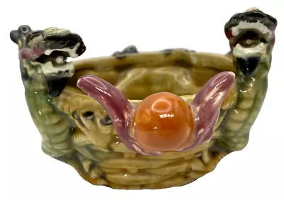 Double Dragon Majolica Planter Bowl Vintage • $26.99