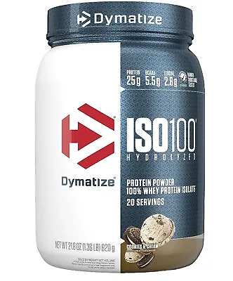 Dymatize ISO100 Hydrolyzed Whey Isolate Protein Cookies And Cream 20 Servings • $36.99