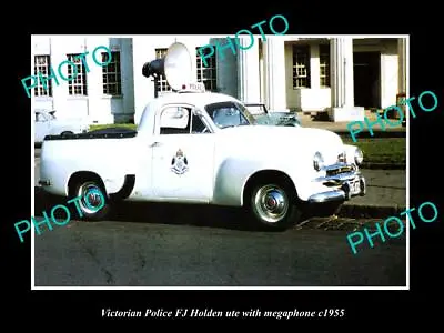 OLD 8x6 HISTORIC AUSTRALIAN PHOTO OF VICTORIAN POLICE FJ HOLDEN UTE C1955 • $9