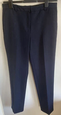 £4 • Buy M&S STRAIGHT Leg TROUSERS ~ Size 14 Long ~ NAVY BLUE