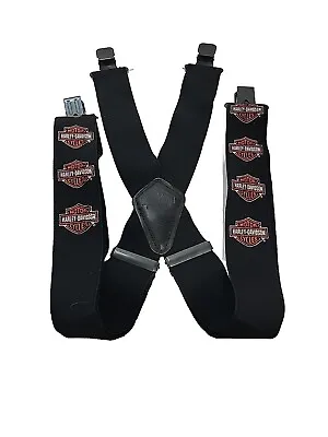 Harley Davidson Motorcycles Biker Men's Black & Orange Suspenders One Size Vtg • $49.99