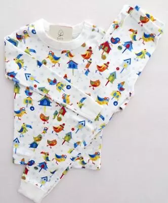 New NWT Hanna Andersson Organic Cotton Colorful Bird Long Johns Pajamas 100 4 4T • $28.99
