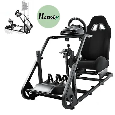 Hottoby Racing Wheel Stand Simulator Cockpit With Black Seat Fits Logitech G29 • £289.99