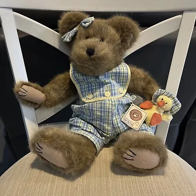 Boyds Bear  Macy Sunbeary  #911952  Bear With Overalls & Small Duck Retired 15  • $17.99