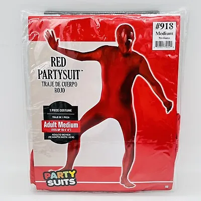 Red Partysuit Morph Suit Spandex Full Body Costume Men Women Adult Sz Medium • $14.39