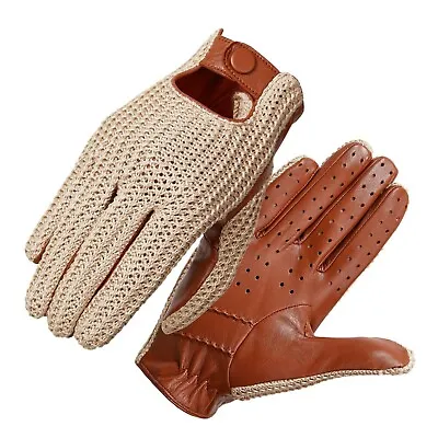 Men's Real Leather Unlined Driving Knitted Sports Touch Screen Driving Gloves • $28.80