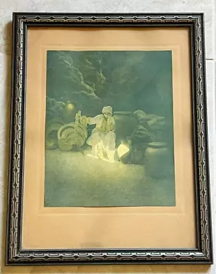 Original Maxfield Parrish Framed Matted Art  Print Arabian Nights Cassim In Cave • $64.50