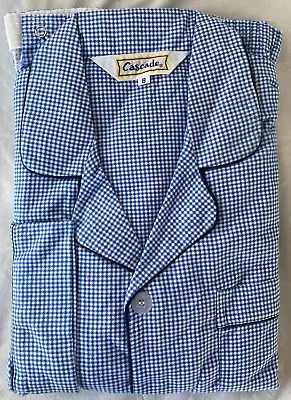 NEW VTG Mens Cascade LS Blue Checked 100% Cotton Flannel Pajamas 2 Pc - B 36-40 • $29.99