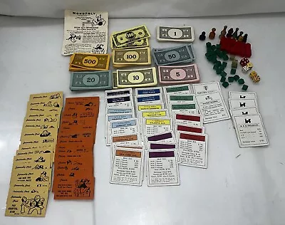 Vintage 1936 Monopoly Replacement Pieces Houses Hotels Cards Properties Big Lot • $14.98