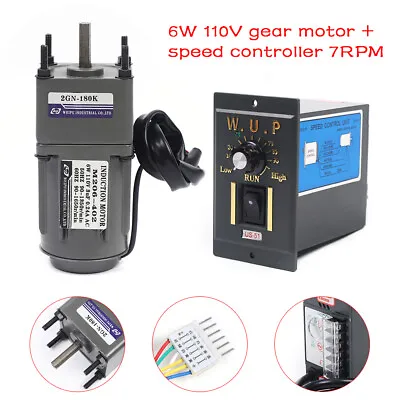 AC 6W 7.5RPM Speed Controller Single Phase Electric Gear Motor With Gearbox 110V • $54