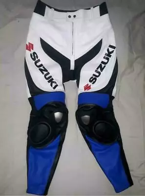 SUZUKI GSXR Racing Motorbike Leather Pant Mens Biker Motorcycle Leather Trosuers • $169.99