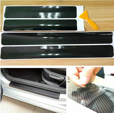 4x Universal Car Door Sill Black Step Plate Scuff Cover Anti Scratch Protector • $14.99