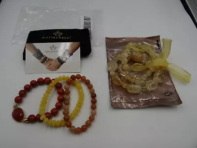 Fashion Jewelry 2 Sets Of Bracelets 3 Marie Chavez Beaded & 3 Yellow Beaded  • $14.99