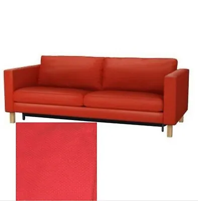 New IKEA Karlstad 3-Seater Sofa BED COVER Set In KORNDAL RED 701.212.06 • £299