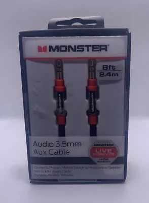 Monster 8-FT | 2.4 M AUDIO 3.5 MM AUX CABLE Gold Contacts HD Audio Phone Tablet • $14.50