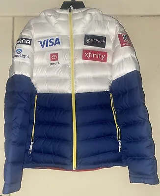 NWT Spyder U.S Ski Team Timeless Hooded Down Jacket Team Patched Men’s Size M • $274.99