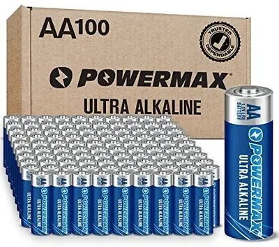 Powermax 100-Count AA Batteries Ultra Long Lasting Alkaline Battery 10-Year S... • $24.94