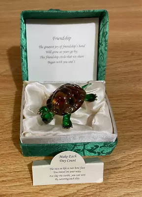 Vintage About Face Design Messengers Green Brown Glass Turtle Friendship • $21.99