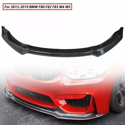 Fit For BMW F80 F82 F83 M4 M3 2015-2019 Carbon Fiber Color Plastic Front Lip • $93.59