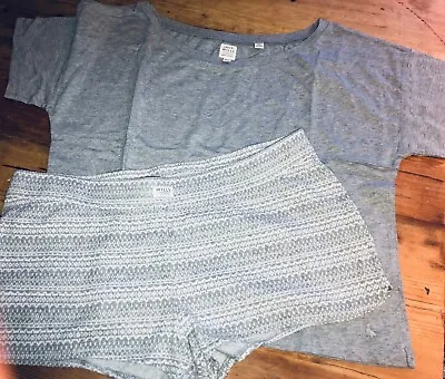 JACK WILLS Burntwood Short  PJ Set Sz 10 12 14 Grey Fairisle RRP£39.95 FreeUKP&P • £24.95