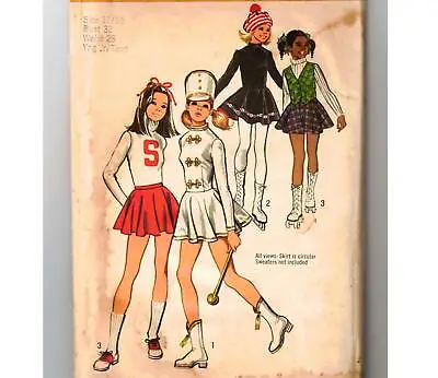 1970s Majorette Cheerleader Skating Dress Sewing Pattern Bust 32 Simplicity 5111 • $15.99