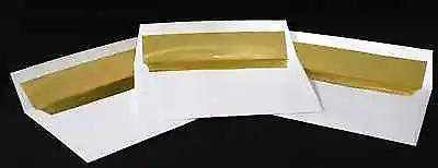 A-2 Announcement Bright White Shiny Gold Foil Lined Envelopes Various Quantities • $7.99