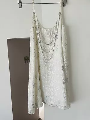 Tigerlily Size 10 White Boho Dress Silk Blend  • $30