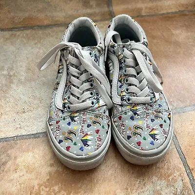 Vans  Kids  Girls US 13 Sneakers  Off The Wall USA Trainers Rainbow Glitter Blue • $35
