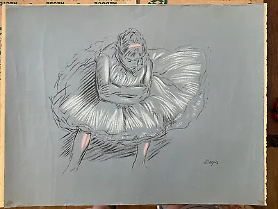 £24.55 • Buy Edgar Degas Silkscreen Print Of Pastel Ballerina Drawing 26” X 20”.