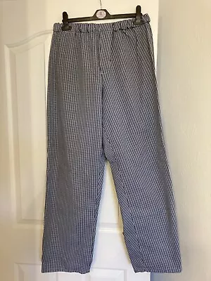 Men's Chef Trousers Blue/White Check Elasticated Waist Size Large • £5.99