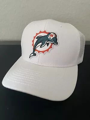 MIAMI DOLPHINS Retro Classic Logo All White Snapback Mesh Cap Hat NEW 🐬🏈 • $22